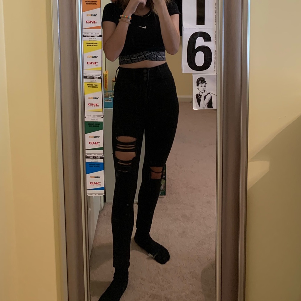 american eagle black ripped jeans